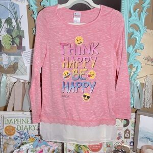 Emoji The Official Brand Coral Long Sleeve Layered Knit Top Girl’s Size XL 14/16